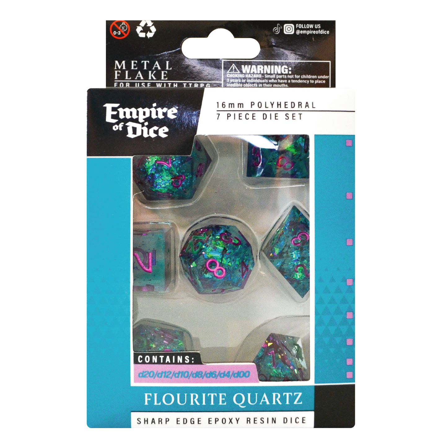 Metal Flake - Flourite Quartz - Teal/ Purple